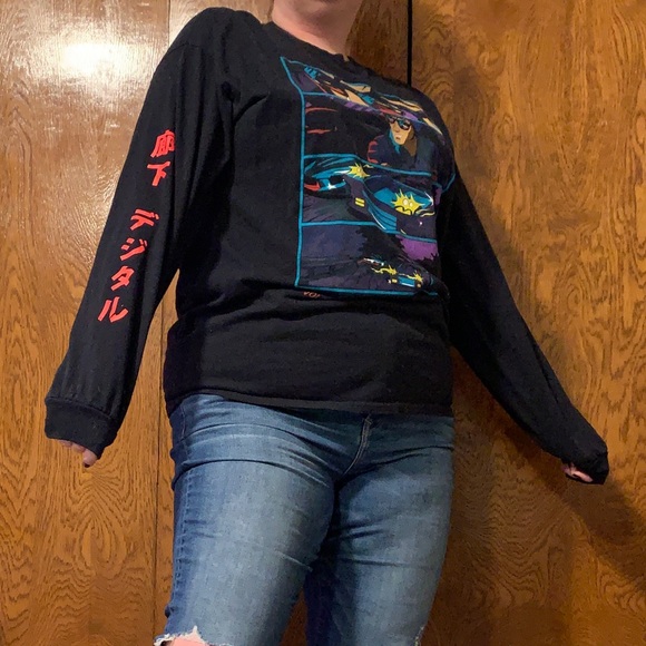 Cotton long sleeve anime Japanese graphic t-shirt - Picture 5 of 5